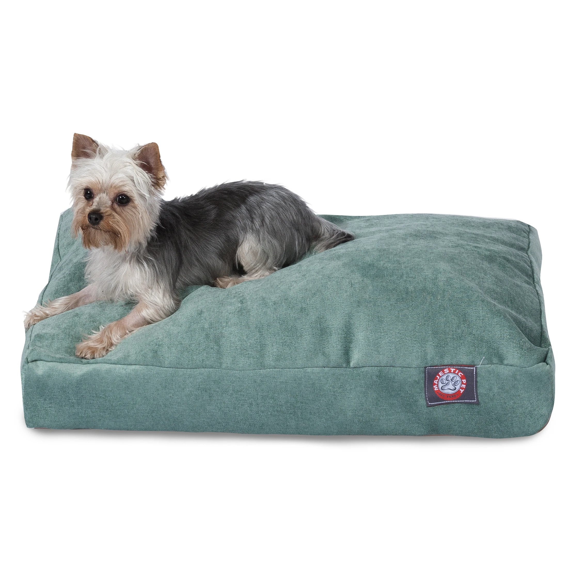 

HMTX | Villa Velvet Rectangle Pet Bed For Dogs, Removable Cover, Azure, Medium