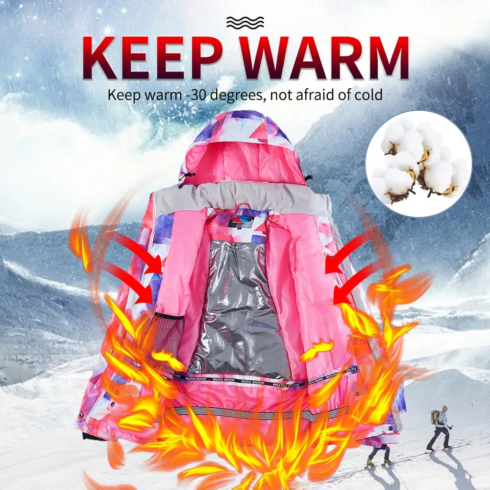 -30 degree Ski Suit Women Winter Female Jackets and Pants Warm Waterproof Women's Jacket Outdoor Snowboard Cycling Camping Brand