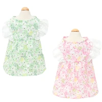 floral lace dress pet clothing pink green sweet design cat shirt skirt countryside princess girls prom dresses daily wearing xxl