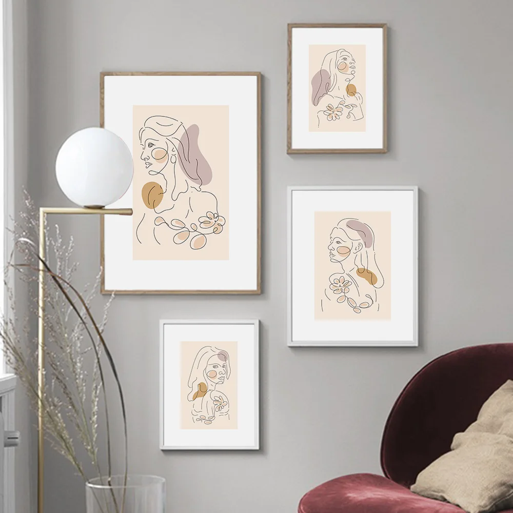 

Abstract Elegant Floral Line Women Body Nordic Posters and Prints Wall Art Canvas Painting Wall Pictures for Living Room Decor