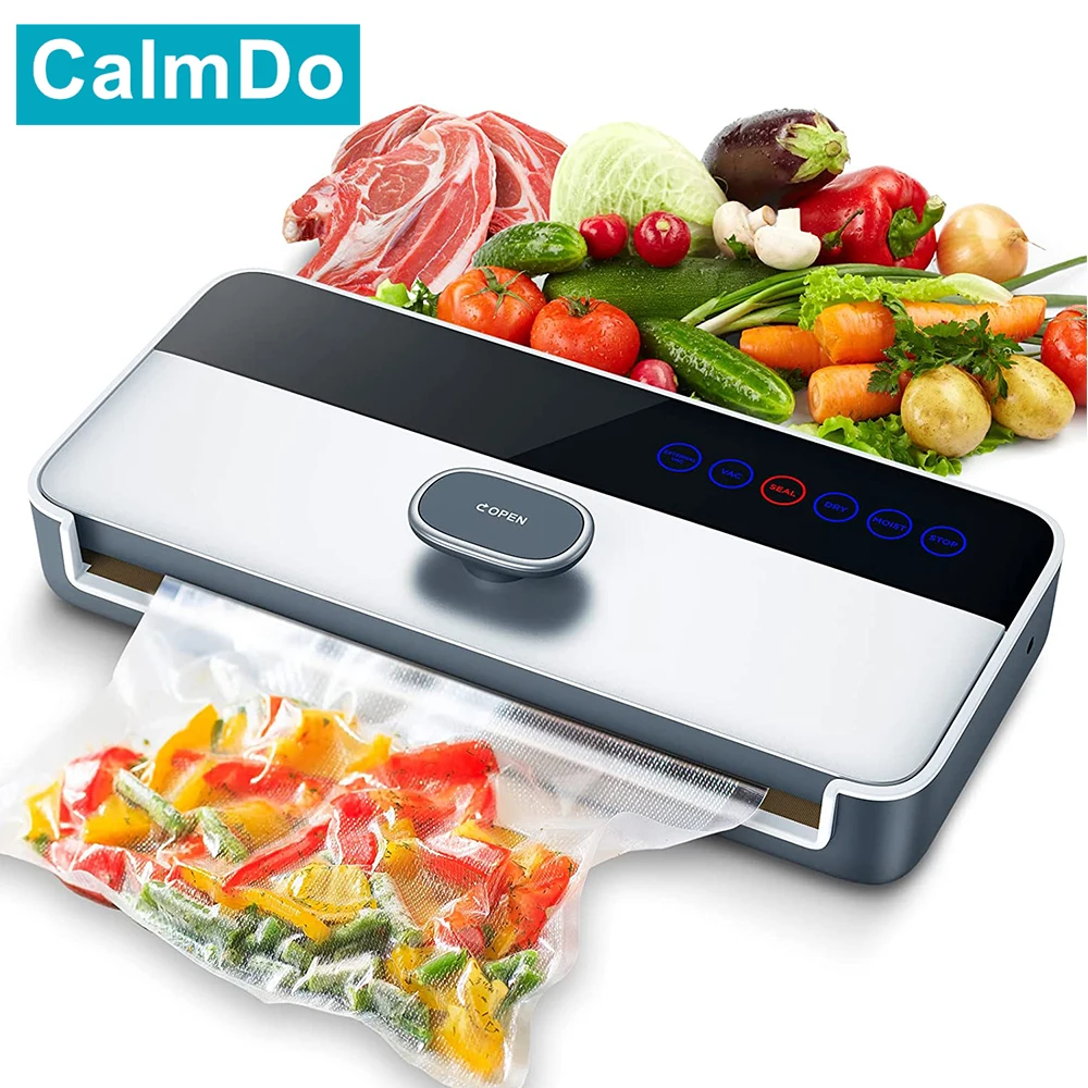 CalmDo 5 in 1 Automatic Vacuum Sealers, -80kPa Suction, Keep Food Fresh, One Key Operation, Wet and Dry Food Mode