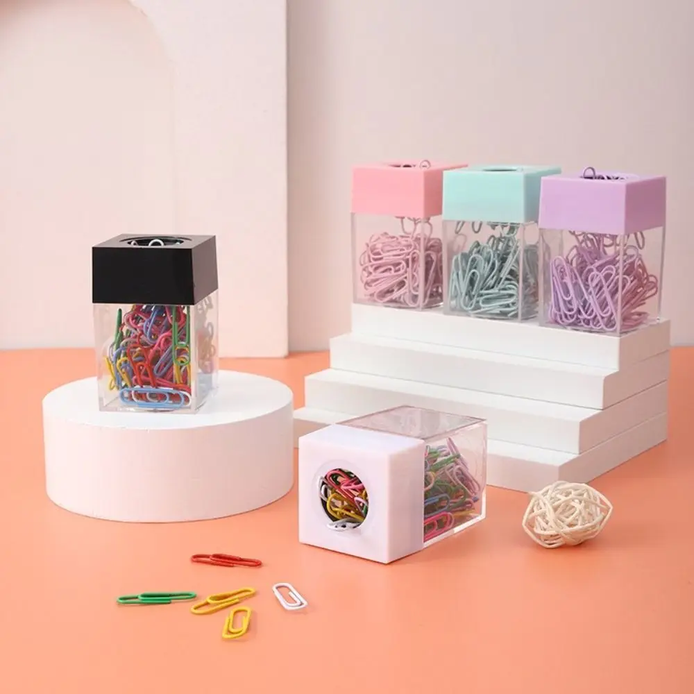 

Office Paperclip Dispenser Absorption Box Storage Paper Portable Box Holder Transparent Clip Clips Stationery Supplies Magnetic