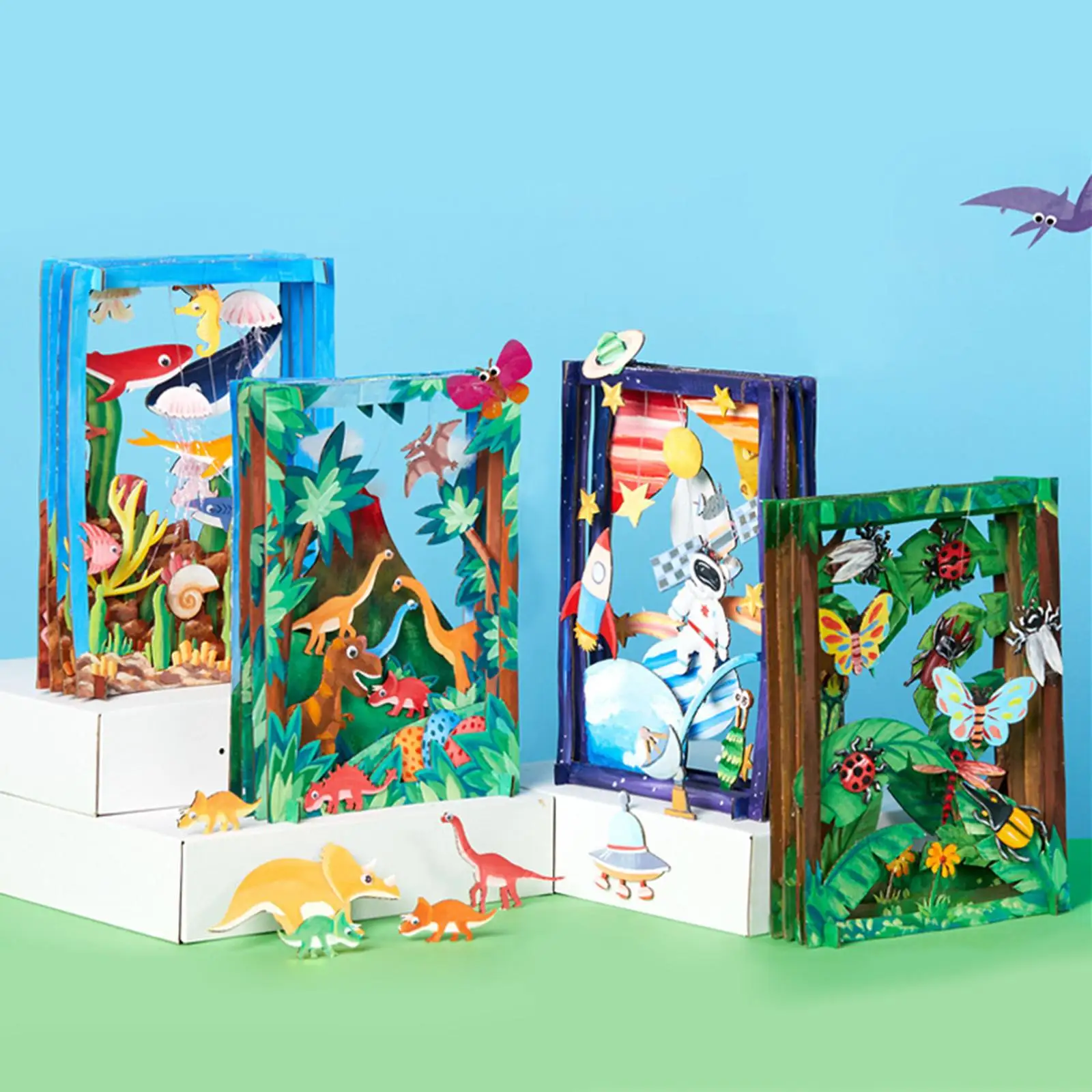 

3D Coloring Handmade Craft Kits for Kids, Space and Sea Theme Assemble Art Painting Accessories-Interactive Educational Toys