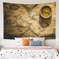 old world map wall tapestry nautical map compass print 100 microfiber fabric corridor bedroom living room home decoration