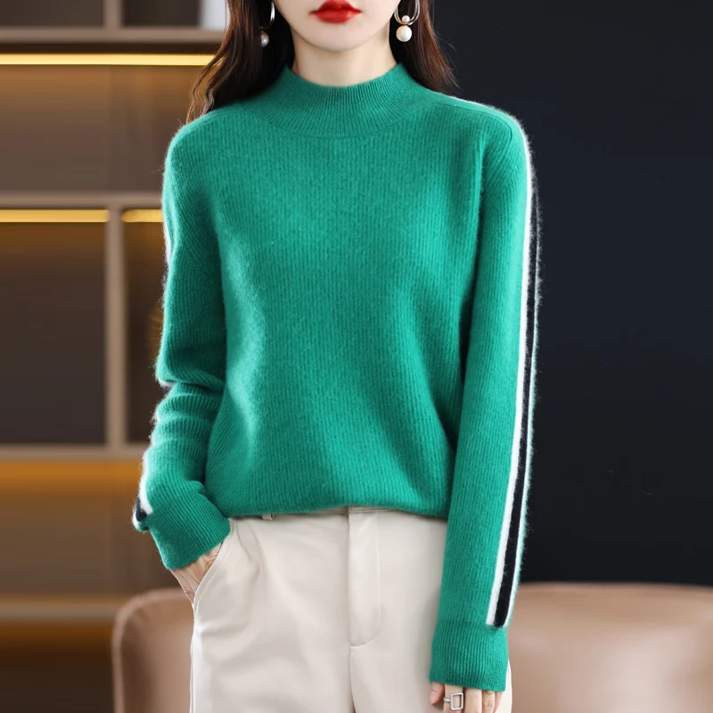 BELIARST 100% мериносовая шерстяная одежда Женский пуловер с полувысоким воротником