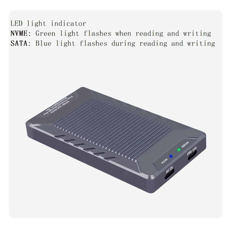 Корпус SSD M.2 NVME SATA NGFF одночиповый двойной протокол темно-серый 10 ГБ коробка для