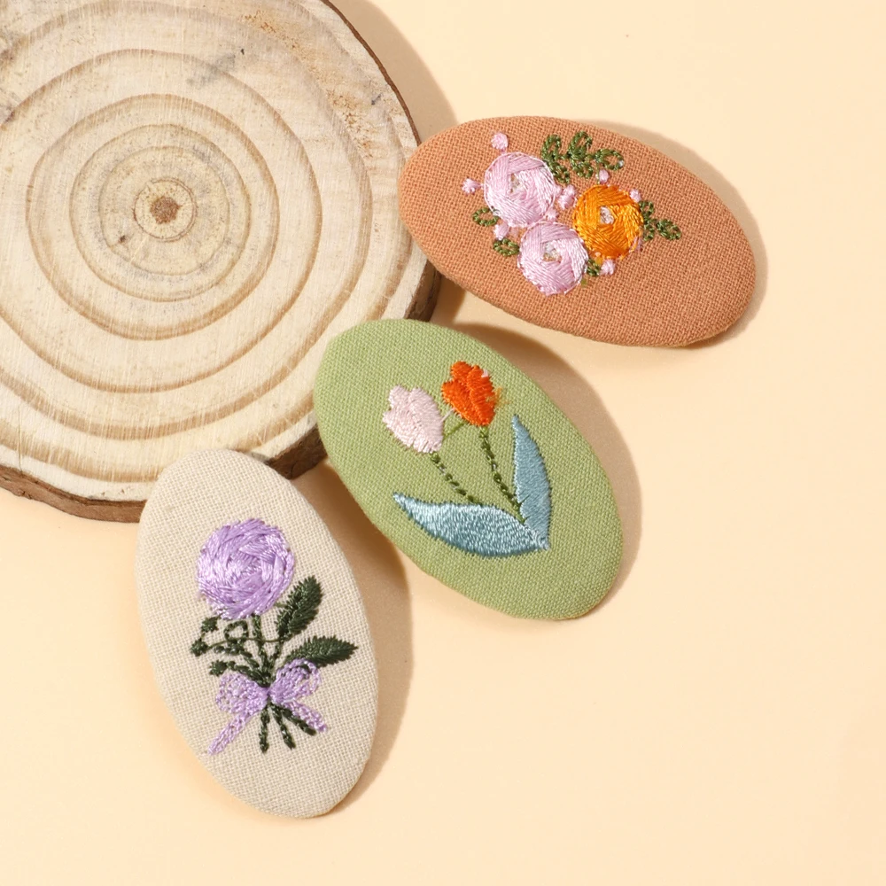 

Embroidery Hair Clips Flower Hair Pins Baby Barrettes Cute Kids Headwear Children's Accessories Hair Clips Toddler's Items