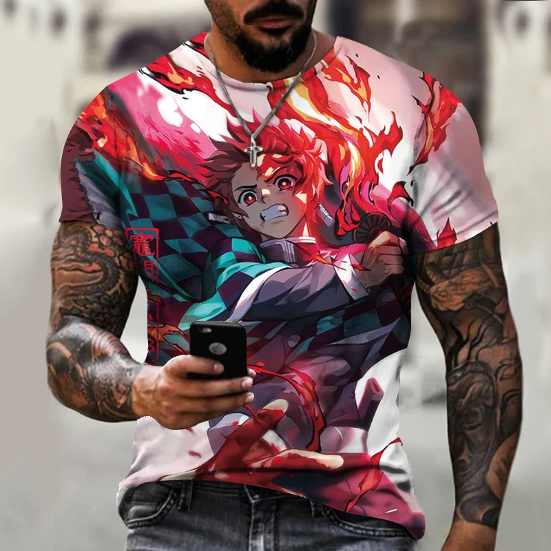 

Summer Men's Anime 3d Printed T-Shirt Round Neck Harajuku T Shirt Breathable Oversized Tshirt High Quality Loose Clothing Tops