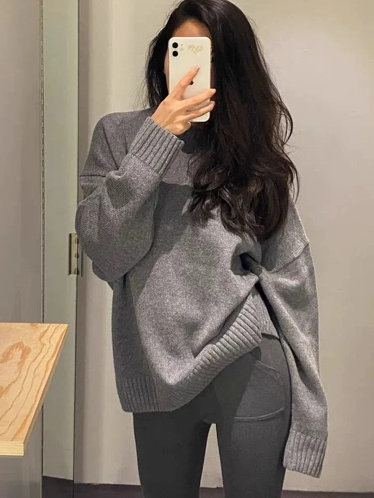 Женский длинный и свободный кардиган из смеси кашемира на осень зиму