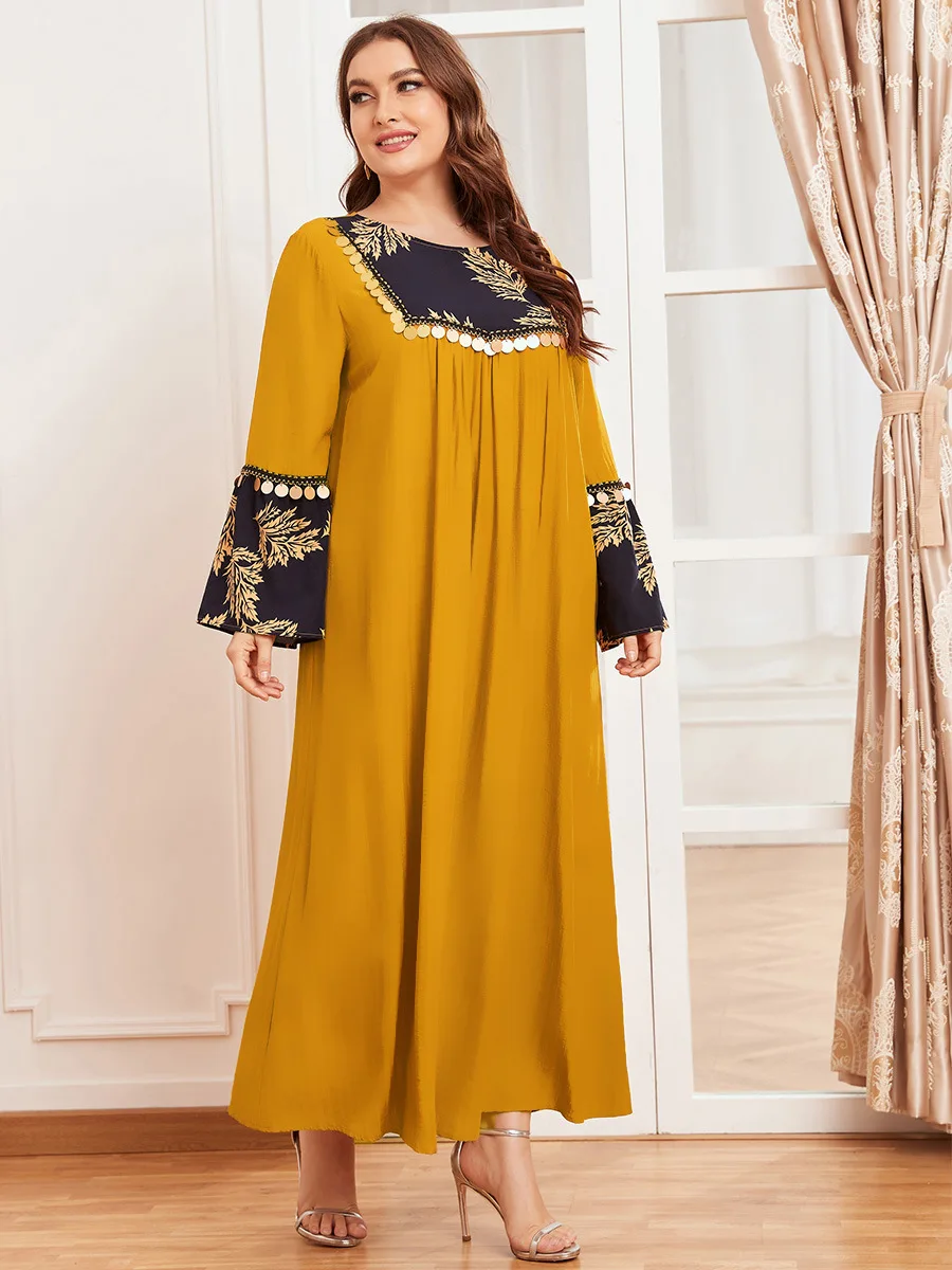 Мусульманское платье с вышивкой Женский турецкий халат Дубая кафтан в