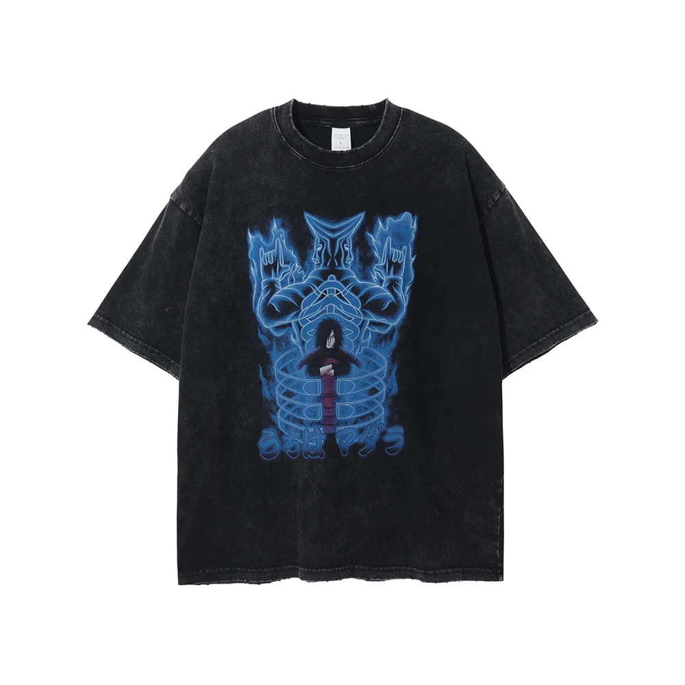 

Men Streetwear T Shirt Japanese Harajuku Tshirt Anime Cartoon Graphic T-Shirt Hip Hop Hipster Washed Black 2023 Cotton Tops Tees