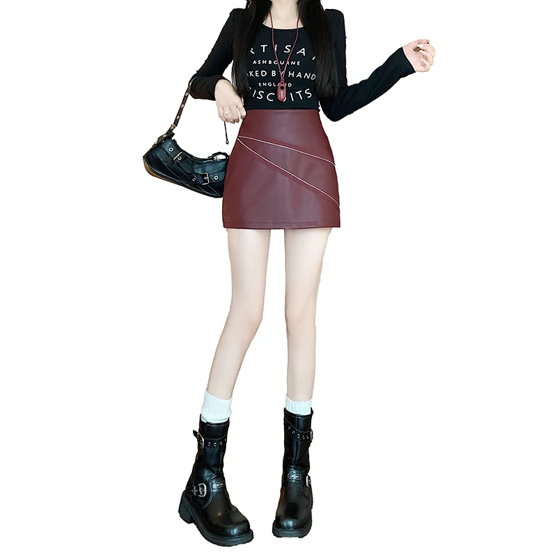 Мини-юбка женская однотонная в Корейском стиле модная шикарная офисная юбка с