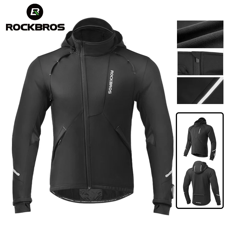 

Rockbros official Jacket Winter Cycling Clothing Thermal Fleece Long Sleeve Cycling Bike Clothing Warmer Windproof wear