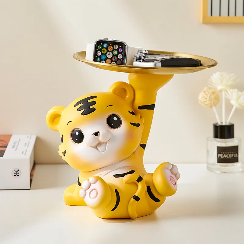 Tiger Statue Storage Box Jewelry Tray Living Room Decoration Home New Year Gift Kawaii Decor Crafts |