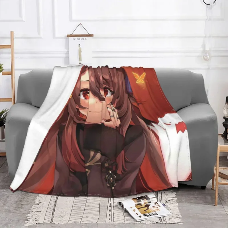 

Hutao Genshin Impact Fleece Autumn/Winter Anime Game Multifunction Soft Throw Blankets For Sofa Couch Quilt