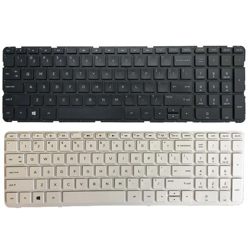 

New Laptop US Keyboard FOR HP Pavilion 17-N 17-E 17N 17 E R68 English Keyboard White and Black No Frame