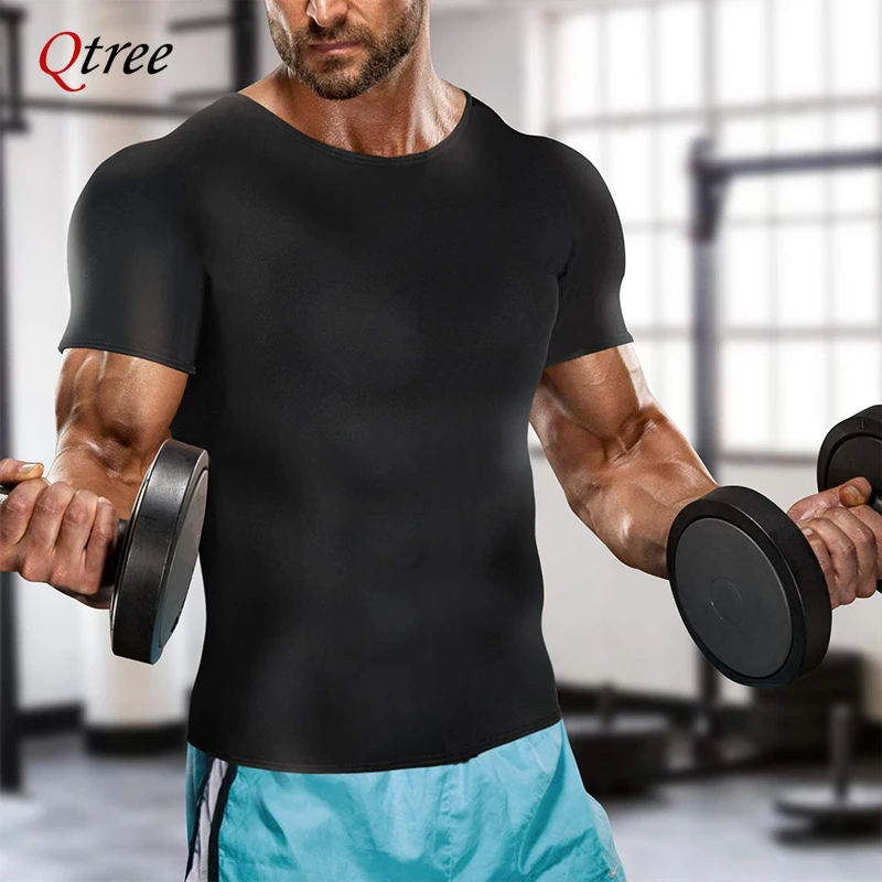 Mens Body Shaper Polymer Sweat Vest Waist Trainer Slimming Workout Shapewear Compression Weight Loss Fat Burning Sauna Suits