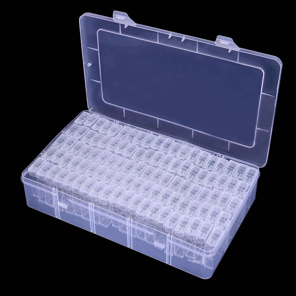 

PDMDOG 100 Grids Diamond Painting Storage Box Portable Seed Bead Organizer Case DIY Nail Art Plastic Container