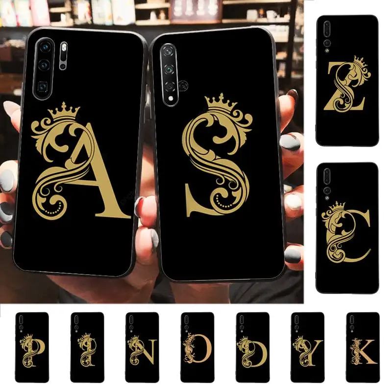 

Luxury Crown English alphabet Phone Case for Huawei P30 40 20 10 8 9 lite pro plus Psmart2019