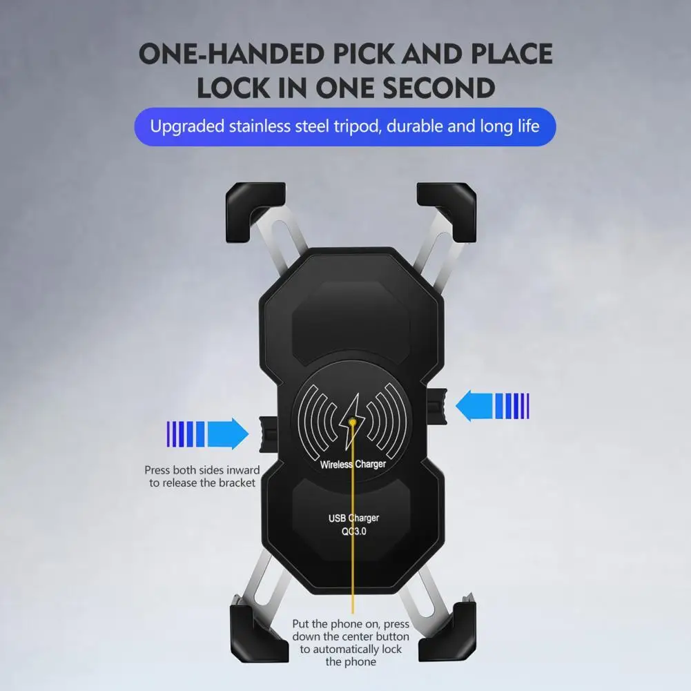 

Wide Compatibility Lightweight 15W Motorcycle Phone Holder Charger for Bicycle