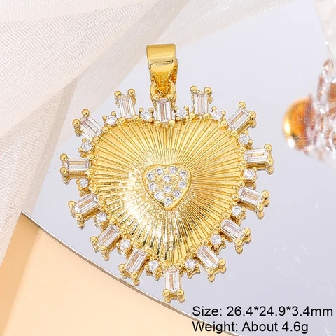 Juya Латунные сердечки с цирконами