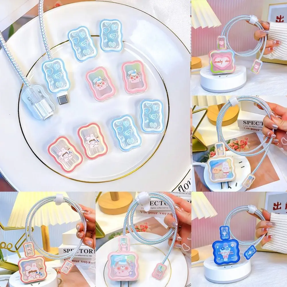 

USB Protectorv Cable Protector Case Gradual Clear 18W/20W Data Line Cover Wave for iPhone 12/13/14/Data Line Accessories