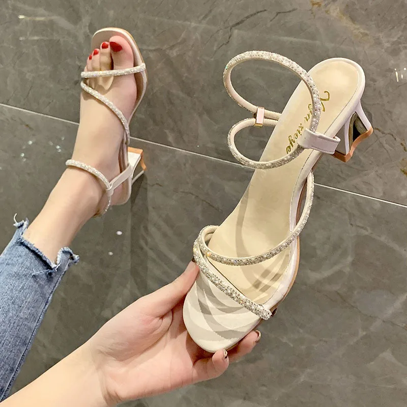 

Crystal Women Slippers 2022 Summer New Designer Cozy Slingback Slides Outdoor Walking Party Dress Sandals Women Shoes Ladies