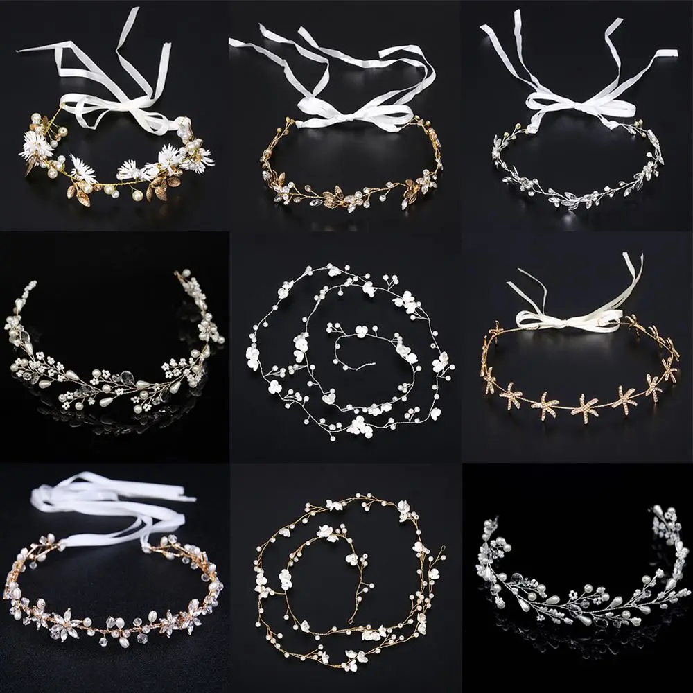 

Pearl Crystal Bridal Hair Vine Rhinestone Wedding Hair Accessories Diamante Headband Fashion Romantic Women Hair Jewelry