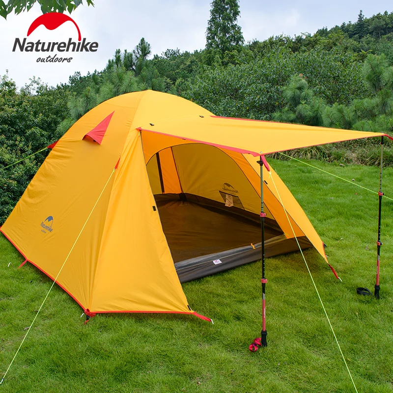 

NatureHike 3-4 Person Camping Tent Double Layers Aluminum Rod 3 Season Outdoor Hiking Travel Play Tent Rainproof