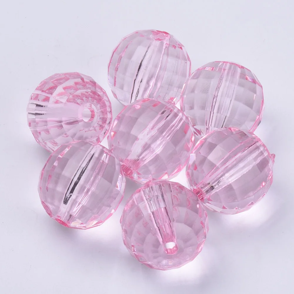 

500g Transparent Acrylic Beads Faceted Round Pink 8x8mm Hole: 1.5mm about 1770pcs/500g