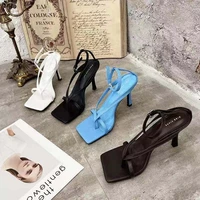 summer womens black gladiator square toe sandals ankle strap high heels lace up sexy party bridal shoes ladies high heels