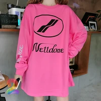 mens womens we11done sweatshirts high quality loose logo print crew neck pullover oversize welldone casual couple sweatshirts