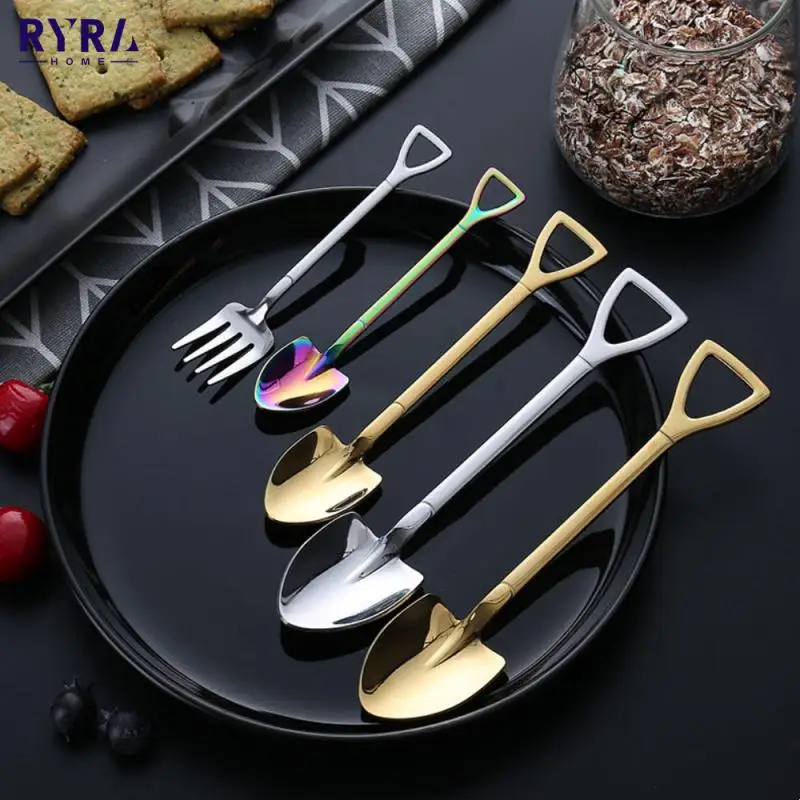 

Shovel Shaped Coffee Spoon Cutlery Set Stainless Steel Kids Ice Cream Spoons Small Teaspoon Dessert Cake Fruit Scoops Dinnerware