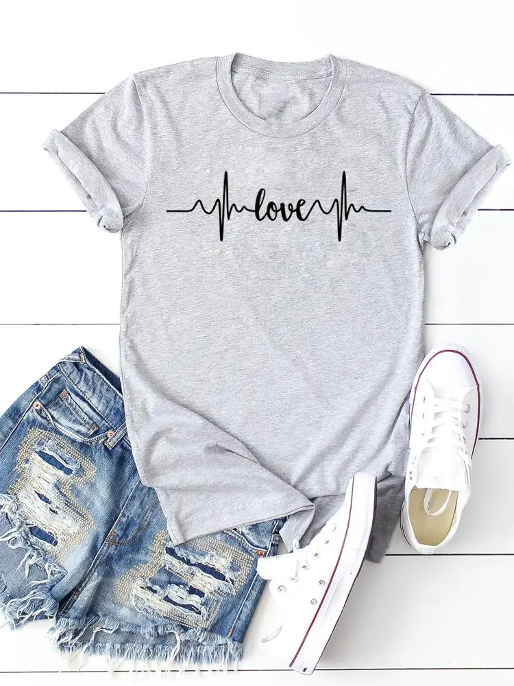 

Женская футболка с коротким рукавом и надписью Love, в стиле 90-х