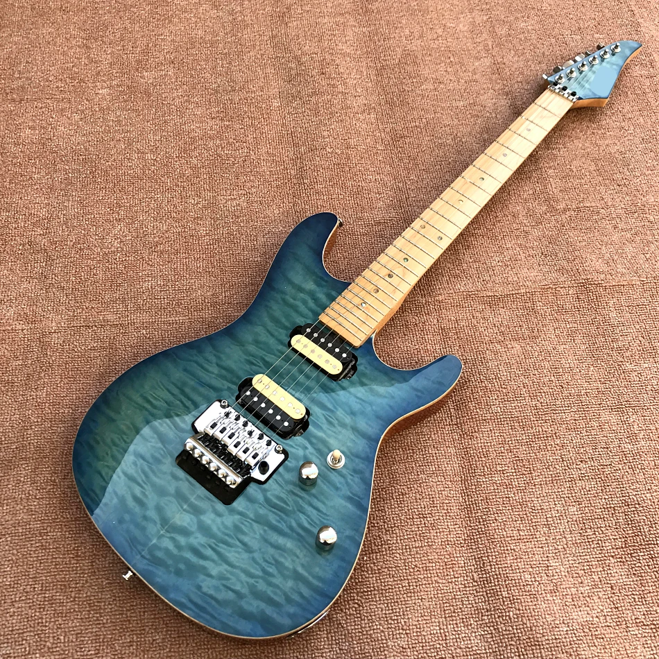 

Custom Shop, Blue Quilted Maple electric guitars, high quality, branded hardware guitars, free shipping