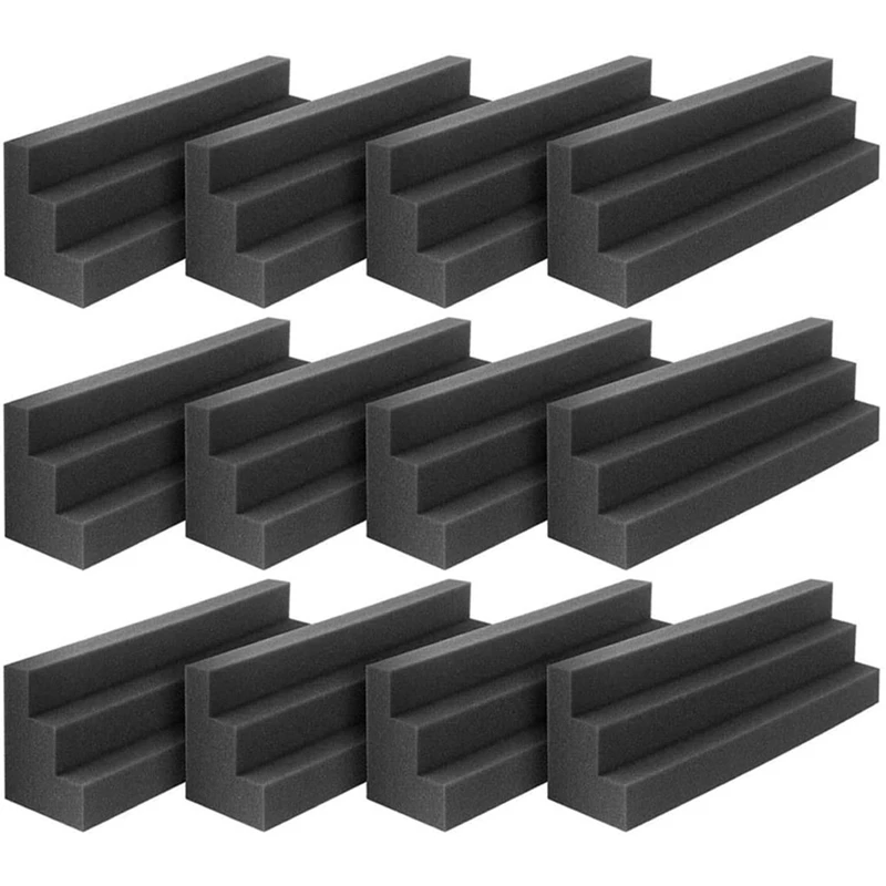 

12Pcs Acoustic Panels Bass Trap Corner Studio Foam Sound Insulation Pad Wall Panel Corner Block For Studio Or Theater