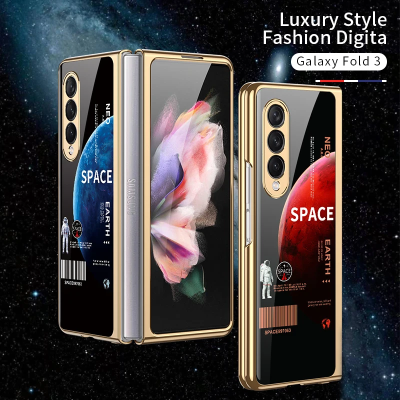 

Plating Glass Transparent Case For Samsung Galaxy Z Fold 3 5G Full Protection Cover Shockproof Protective Funda For Fold 3