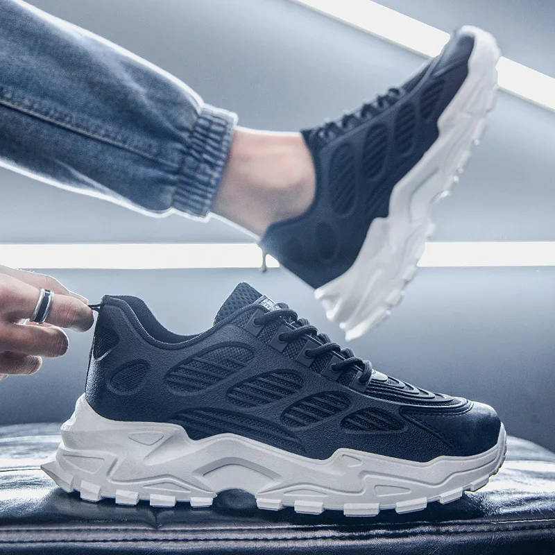 2022 New Four Seasons Thick-soled Daddy Shoes Mesh Comfortable Breathable Casual Sports Shoes Trendy Outdoor Male Running Shoes
