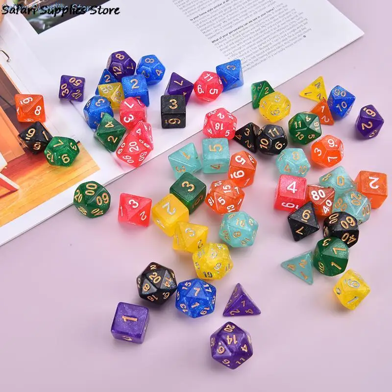 

Polyhedral 7-Die Carved Pattern Dice Set of D4 D6 D8 D10 D% D12 D20 for RPG DND