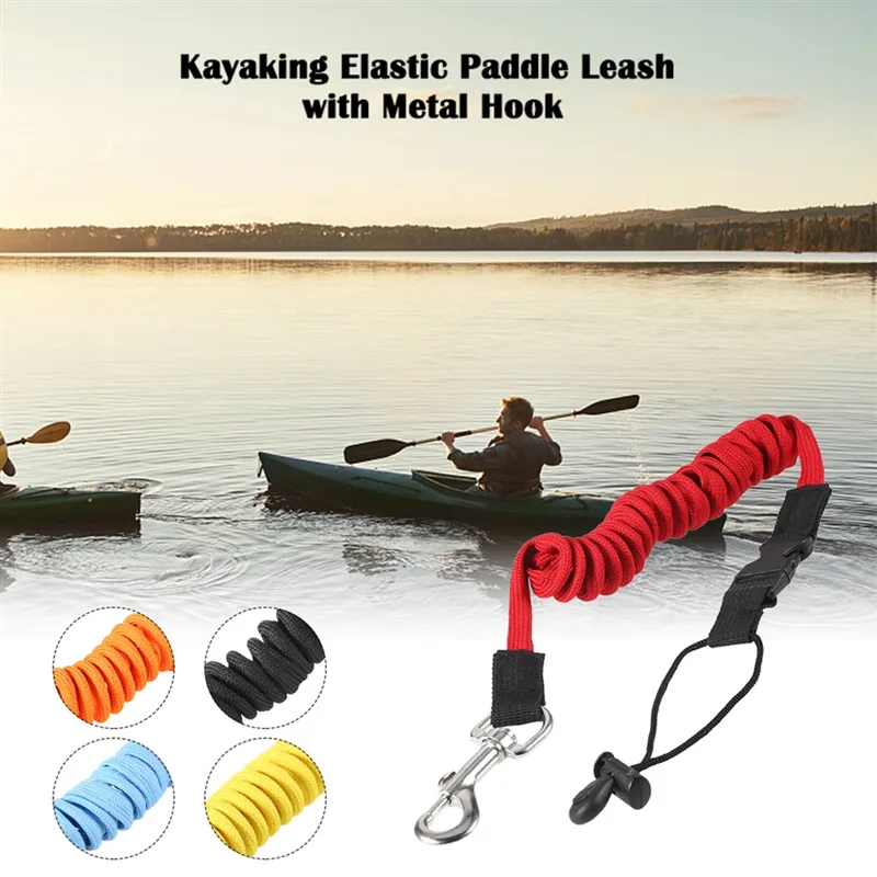 

Elastic Kayak Canoe Paddle Leash Safety Boat Fishing Rod Pole Coiled Lanyard Cord Tie Rope Rowing Boat Accessories
