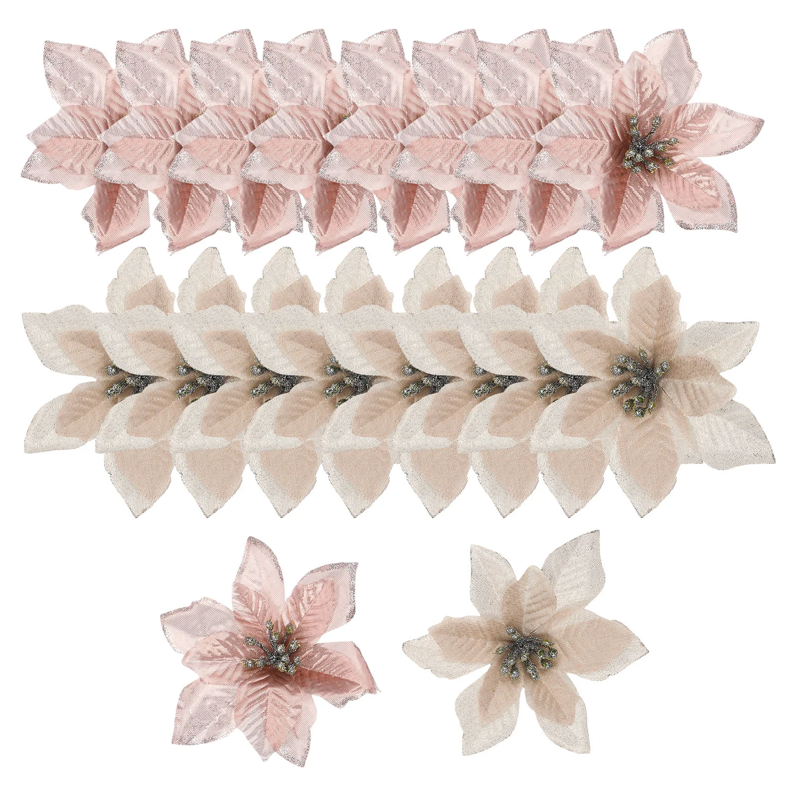 

Christmas Poinsettia Flower Flowers Artificial Glitter Ornaments Wreath Treehollow Stemspicks Ornament Garland Floral Accessory