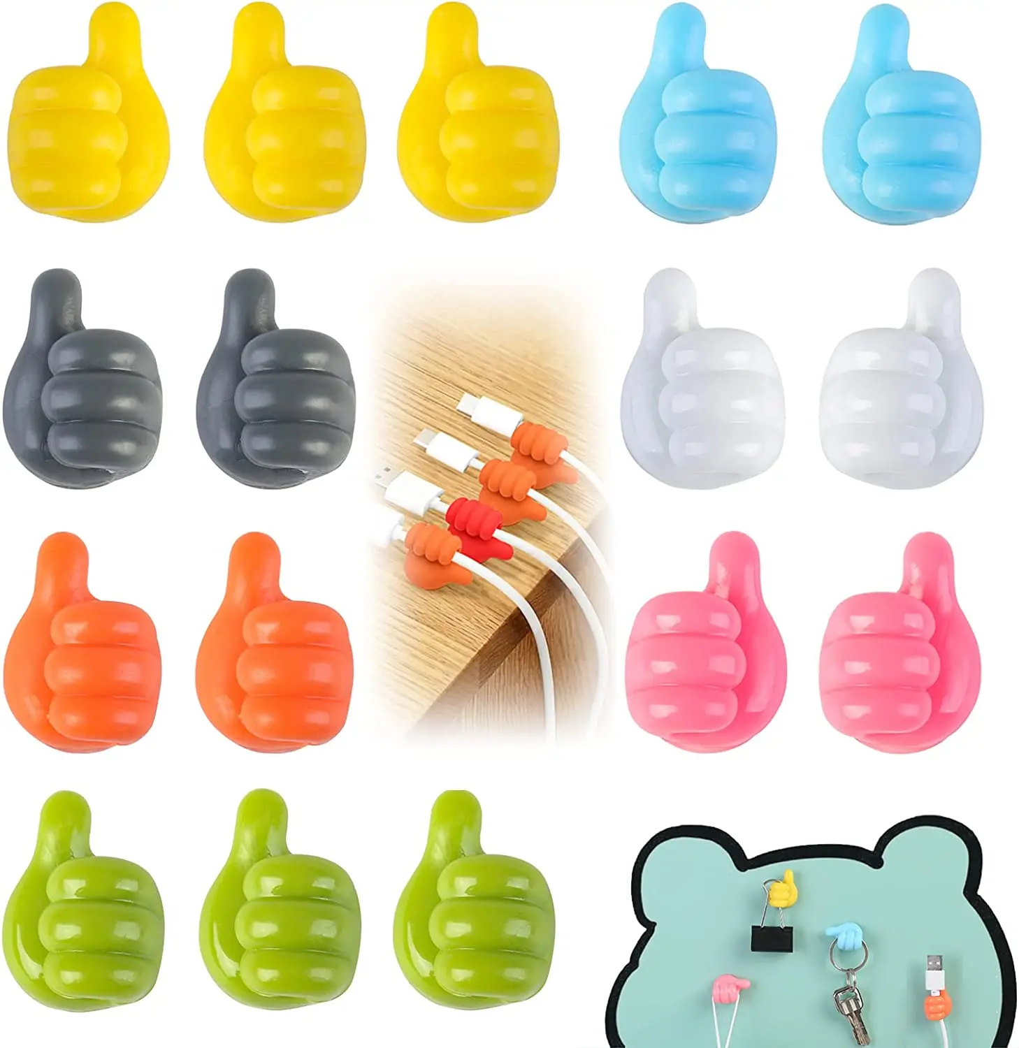 

Silicone USB Cable Organizer Thumb Hooks Winder Wire Management Clips Cable Holder For Mouse Headphone Wall Hooks Hanger Storage