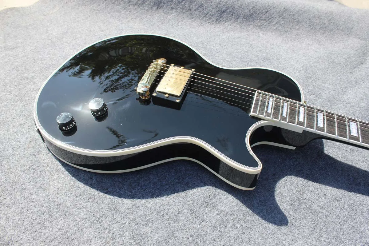 

Oem 6 String Black Card Electric Guitar,Finish Gloss,White Binding One Pickup , Free Delivery