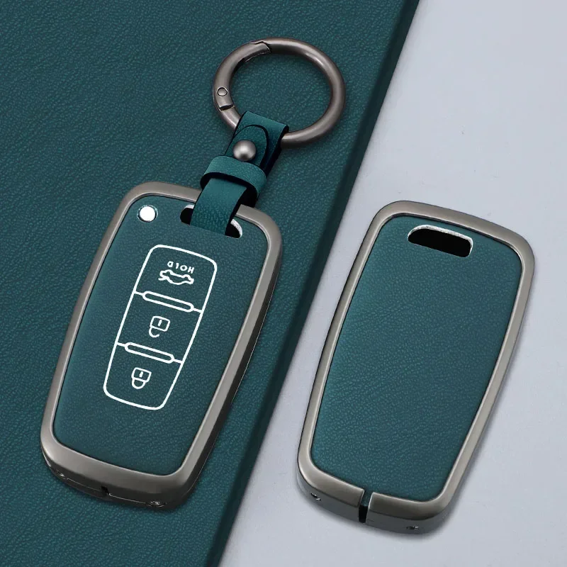 Кожаный чехол для автомобильного ключа из сплава брелок Hyundai IX35 Elantra Sonata 8 9 Kia Sportage