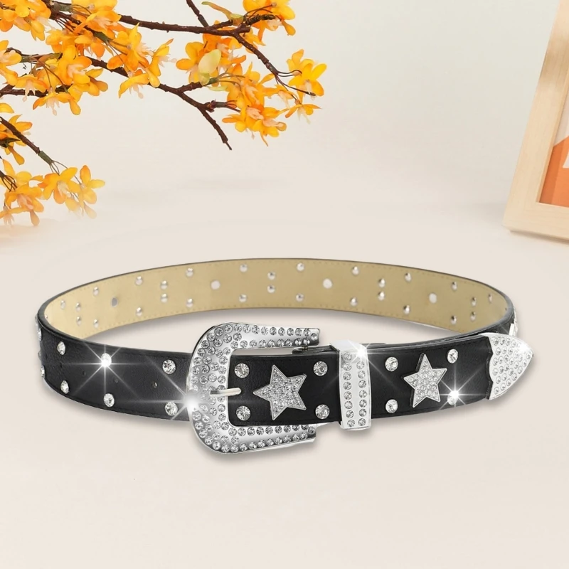 Пояс в стиле гранж цепочка для тела с блестящими стразами и шипами женщин мужчин