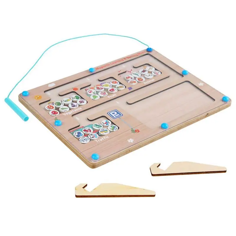 

Деревянная магнитная головоломка доска деревянный лабиринт познавательная классификационная доска обучающая тема ранняя развивающая игрушка для путешествий на открытом воздухе