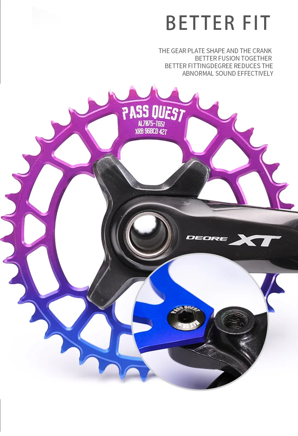 PASS QUEST-Off-Standard 96BCD для MTB велосипеда узкая широкая звездочка круглая двухцветный