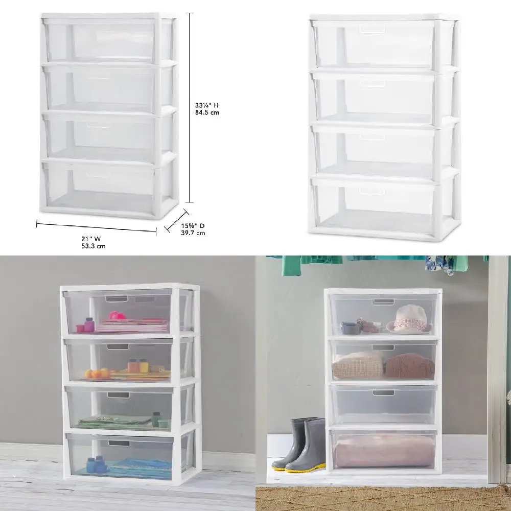 

Design. Adorable and Versatile White 4 Drawer Tower Storage Unit, Stylish Multi-Functional Space-saving Design.