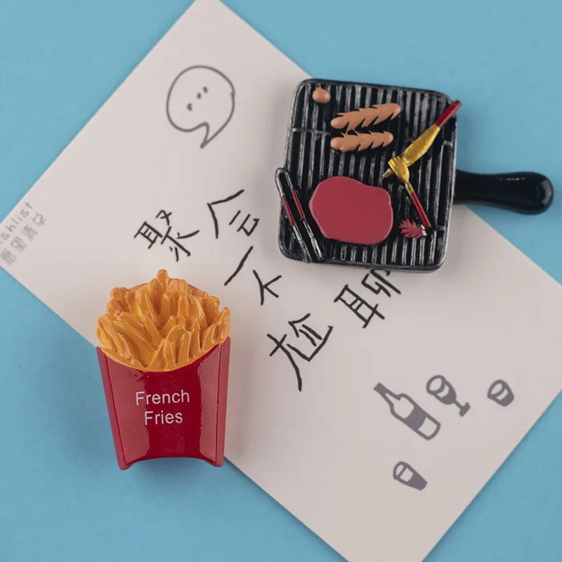 3D креативные магниты на холодильник еда искусственная тарелка для барбекю