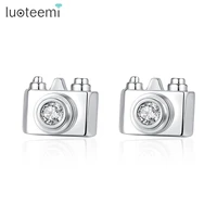 luoteemi cute small camera stud earrings for girls party with aaa cubic zircon korean fashion jewelry oorbellen christmas gift